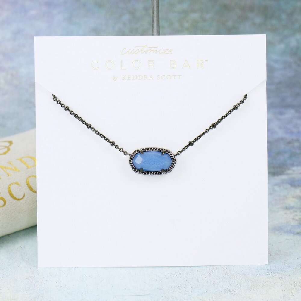 Kendra Scott Elisa Satellite Blue Glowing in the Dark necklace Gunmetal color